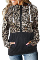 Women Long Sleeve Leopard  Hoodies