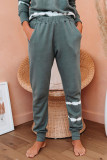 Army Green Tie-dye Stripes Pullover Top and Pants Lounge Set