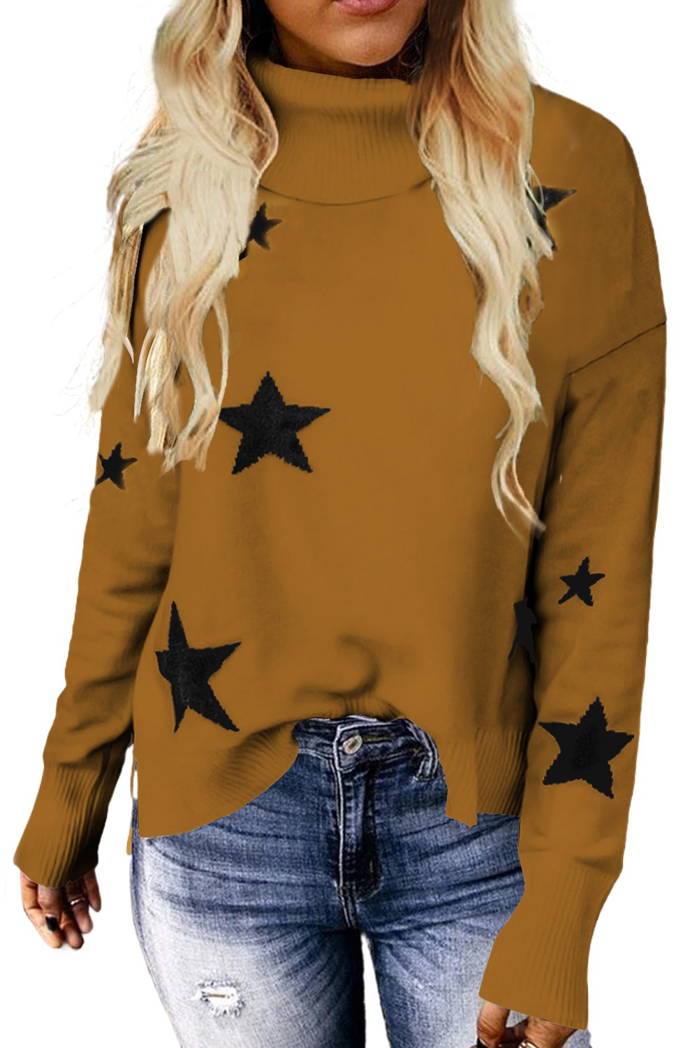 khaki turtleneck