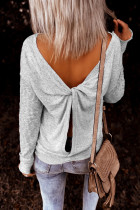 Gray Backless Knot Tops
