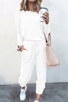 White Loose Long-sleeved Casual Two Pieces Suit