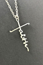 Letter Faith Cross Necklace MOQ 5pcs