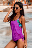 Rose Printed Lined Tankini Swimsuit