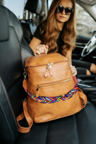 Brown Double Pockets Backpack