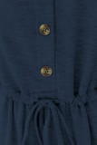 Blue Pocketed Knit Jumpsuit