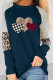 Navy Heart Striped Leopard Long Sleeve Top