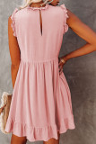 Pink Pocketed Ruffle Babydoll Dress