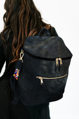 Black Double Pockets Backpack