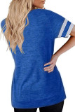 Blue Round Neck Short Sleeve T-shirt