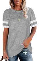 Gray Round Neck Short Sleeve T-shirt