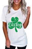 Lucky and Clover Print Graphic Tees for Women UNISHE Wholesale Short Sleeve T shirts Top