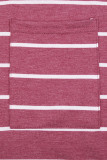 Rose Red Striped V-Neck Short Sleeve Top