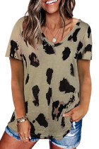 Leopard Printed Casual Loose Short Sleeve T-shirt