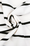 White Striped V-Neck Short Sleeve Top