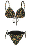 Black Sunflower Triangle Bikini Set