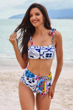 Multicolor Tribal Print Wide Strap Two-piece Swimsuit