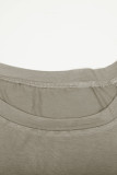 Khaki Round Neck Printed Short Sleeve T-shirt