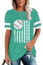 Green Round Neck Printed Short Sleeve T-shirt