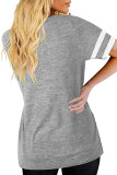Gray Round Neck Printed Short Sleeve T-shirt
