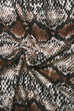 Multi-colored Snake Printed O-Neck Short Sleeve Dress