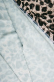 Apricot Leopard Printed O-Neck Short Sleeve Dress