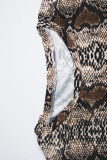 Multi-colored Snake Printed O-Neck Short Sleeve Dress
