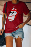Tongue Print Graphic Tees for Women UNISHE Wholesale Short Sleeve T shirts Top
