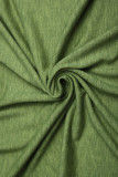 Green V-Neck Long Sleeve Top