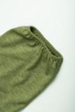 Green V-Neck Long Sleeve Top