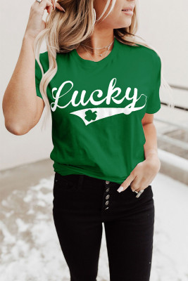 Lucky Print Graphic Tees for Women UNISHE Wholesale Short Sleeve T shirts Top