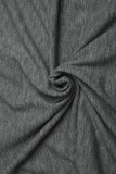 Gray V-Neck Long Sleeve Top