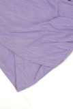 Purple O-Neck Short Sleeve Dress