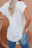 White Linen Button Short Sleeves Shirt