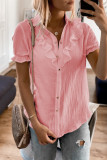 Pink Buttoned Short Sleeves Shirt with Ruffles