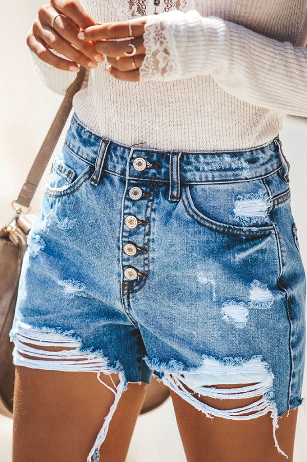 Light Blue Ripped Short Jeans