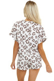 Leopard Sequin Short Sleeve and Shorts Lounge Set