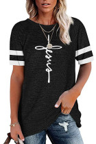 Cross Print Graphic Tees for Women UNISHE Wholesale Short Sleeve T shirts Top