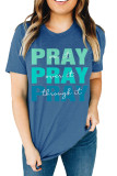 Pray Print Graphic Tees for Women UNISHE Wholesale Short Sleeve T shirts Top