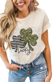 Clover and Lucky Print Graphic Tees for Women UNISHE Wholesale Short Sleeve T shirts Top