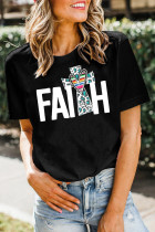 Faith Print Graphic Tees for Women UNISHE Wholesale Short Sleeve T shirts Top