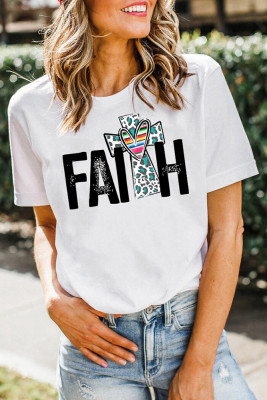 Faith Print Graphic Tees for Women UNISHE Wholesale Short Sleeve T shirts Top