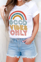 GOOD VIBES ONLY Print Graphic Tees for Women UNISHE Wholesale Short Sleeve T shirts Top