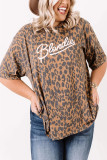 Brown Leopard Print Shift Plus Size Top