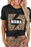 MAMA Print Leopard Print Graphic Tees for Women UNISHE Wholesale Short Sleeve T shirts Top