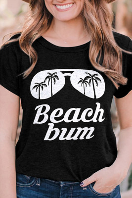 Beach Bum Print Graphic Tees for Women UNISHE Wholesale Short Sleeve T shirts Top