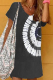 Black Halter Neck Tie Dye Mini Dress