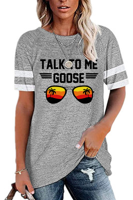 Talk To Me Goose Print Graphic Tees for Women UNISHE Wholesale Short Sleeve T shirts Top
