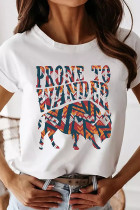 PRONE TO WANDER Print Graphic Tees for Women UNISHE Wholesale Short Sleeve T shirts Top
