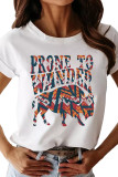 PRONE TO WANDER Print Graphic Tees for Women UNISHE Wholesale Short Sleeve T shirts Top