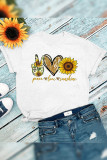 Peace Love Sunshine and Sunflower Print Graphic Tees for Women UNISHE Wholesale Short Sleeve T shirts Top